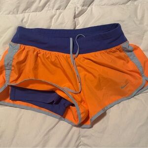 Nike Women's Orange and Blue Athletic Shorts
